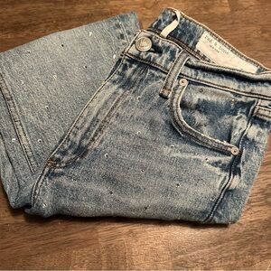 rag & bone Denim Blue Straight Leg Jeans with rhinestones size 25